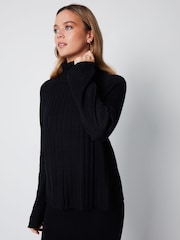 Threadbare Black 2 Piece Roll Neck Jumper and Midi Skirt Set - Image 4 of 5