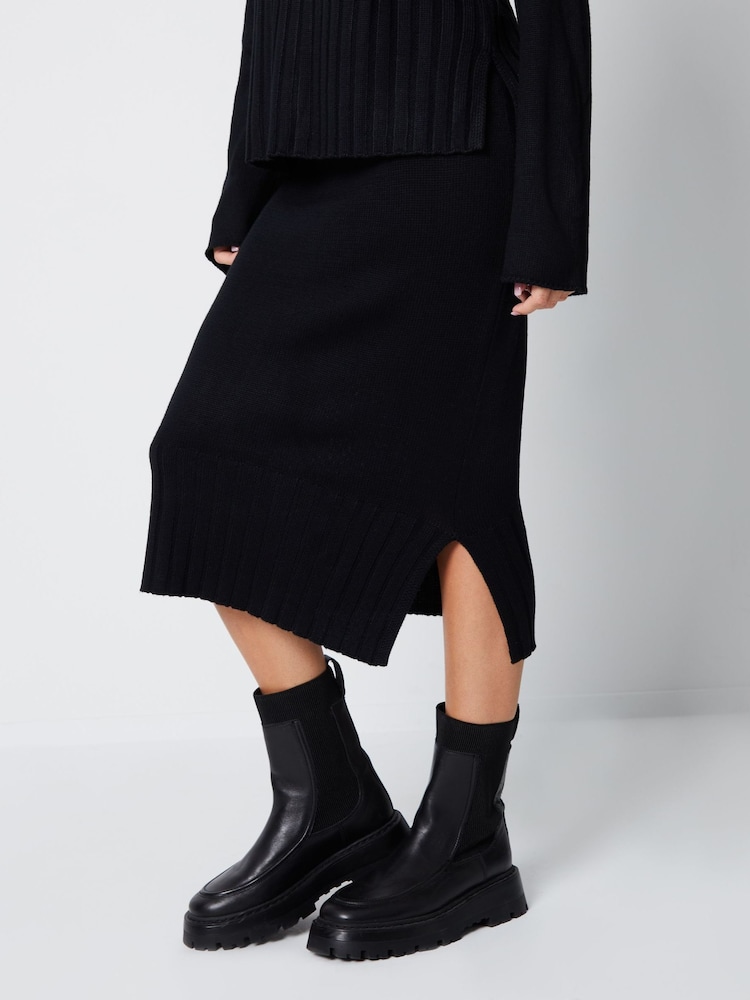 Threadbare Black 2 Piece Roll Neck Jumper and Midi Skirt Set - Image 5 of 5