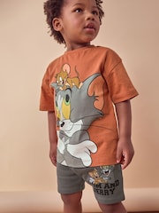 Tan Brown Tom and Jerry Short Sleeve T-Shirt and Shorts Set (3mths-8yrs) - Image 2 of 8