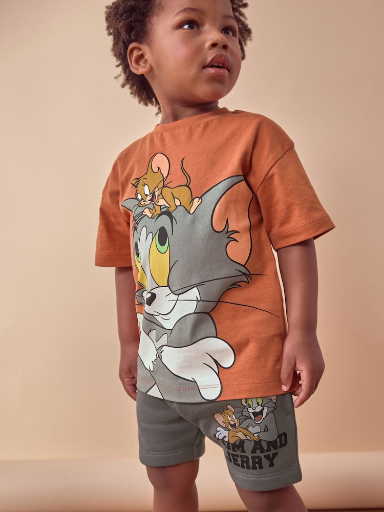 Tan Brown Tom and Jerry Short Sleeve T-Shirt and Shorts Set (3mths-8yrs) - Image 2 of 8