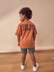 Tan Brown Tom and Jerry Short Sleeve T-Shirt and Shorts Set (3mths-8yrs) - Image 3 of 8