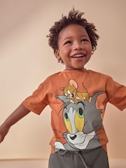 Tan Brown Tom and Jerry Short Sleeve T-Shirt and Shorts Set (3mths-8yrs) - Image 4 of 8
