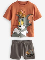 Tan Brown Tom and Jerry Short Sleeve T-Shirt and Shorts Set (3mths-8yrs) - Image 6 of 8