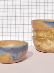 Curateology Blue Set of 4 Tavora Salt Glazed Cereal Bowls - Image 1 of 5