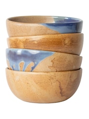 Curateology Blue Set of 4 Tavora Salt Glazed Cereal Bowls - Image 2 of 5