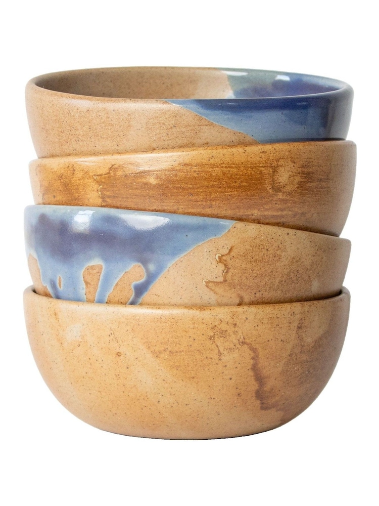 Curateology Blue Set of 4 Tavora Salt Glazed Cereal Bowls - Image 2 of 5