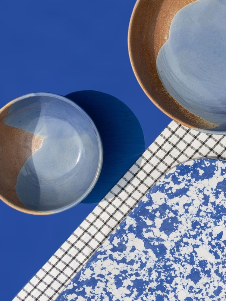 Curateology Blue Set of 4 Tavora Salt Glazed Cereal Bowls - Image 5 of 5