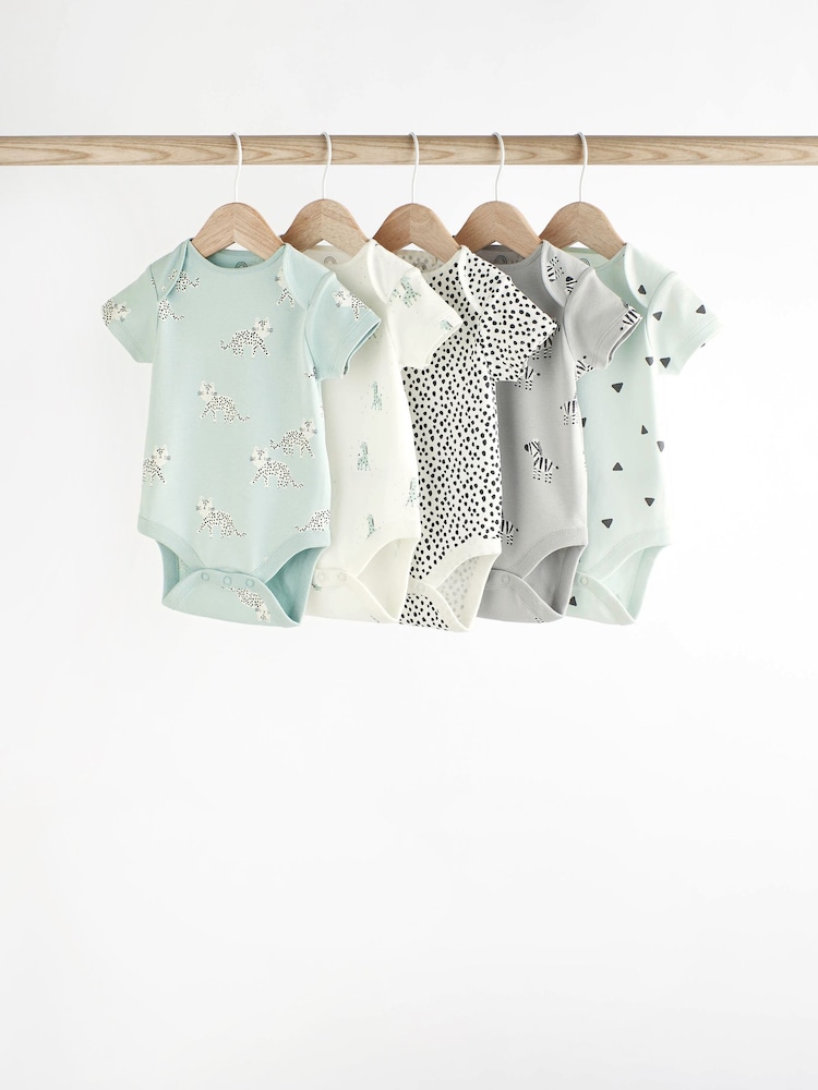 Monochrom - Kurzarm-Baby-Bodys aus 100 % Baumwolle im 5er-Pack - Bild 1 von 6 Monochrom - Kurzarm-Baby-Bodys aus 100 % Baumwolle im 5er-Pack - Bild 1 von 6