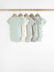 Enobarvni - kratek rokav; s kratkimi rokavi 100% Cotton dojenček bodi 5 komplet - Slika 2 iz 6