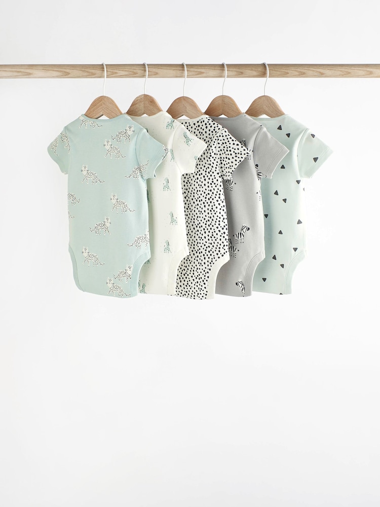 Enobarvni - kratek rokav; s kratkimi rokavi 100% Cotton dojenček bodi 5 komplet - Slika 2 iz 6