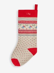 JoJo Maman Bébé Red Personalised Peter Rabbit Fair Isle Knitted Stocking - Image 1 of 4