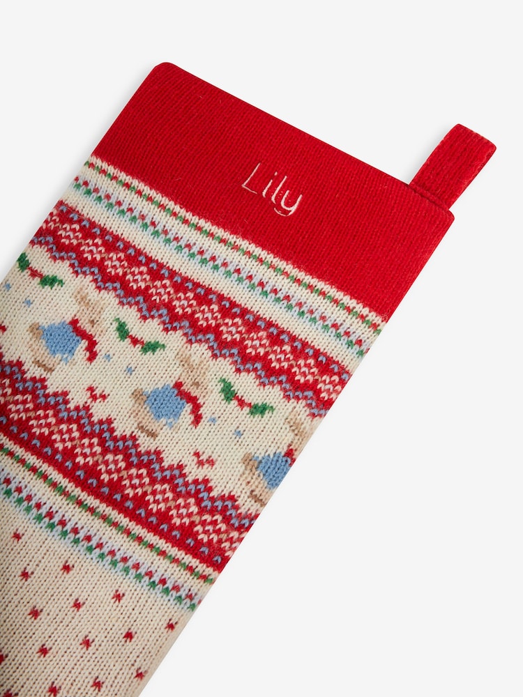 JoJo Maman Bébé Red Personalised Peter Rabbit Fair Isle Knitted Stocking - Image 2 of 4