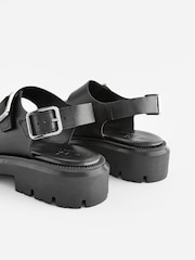 Schwarz - Premium Sandalen aus Leder mit dicker Profilsohle - Bild 4 von 8