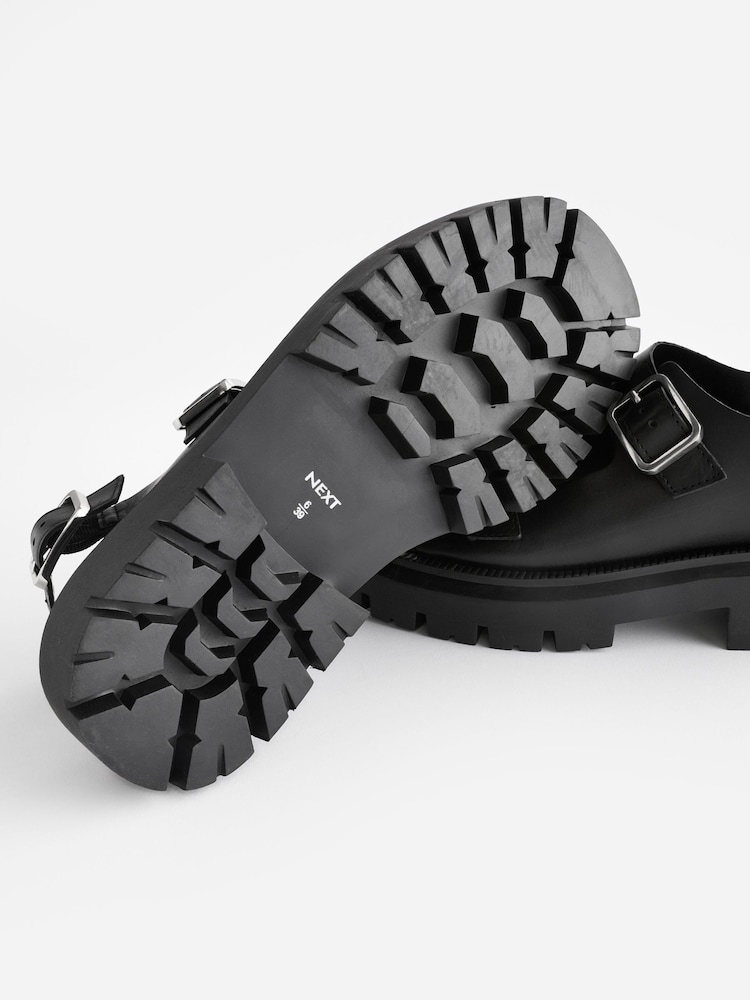 Schwarz - Premium Sandalen aus Leder mit dicker Profilsohle - Bild 8 von 8