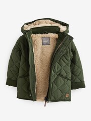 Khakigrün - Steppjacke aus Teddyfleece mit Futter (3 Monate – 7 Jahre) - Bild 2 von 4