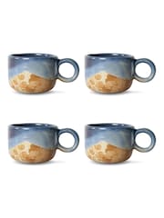 Curateology Blue Set of 4 Tavora Salt Glazed Mugs - Image 3 of 3