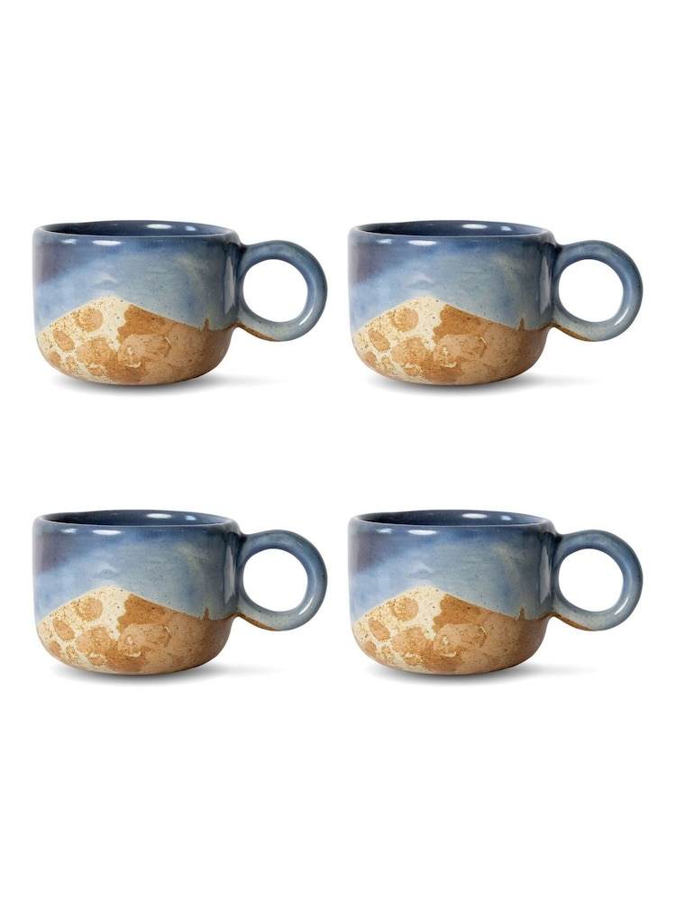 Curateology Blue Set of 4 Tavora Salt Glazed Mugs - Image 3 of 3