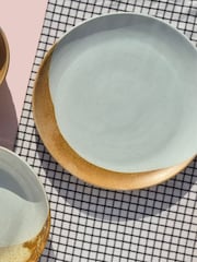 Curateology White Set of 4 Tavora Salt Glazed Dinner Plates - Image 1 of 4