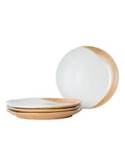 Curateology White Set of 4 Tavora Salt Glazed Dinner Plates - Image 2 of 4