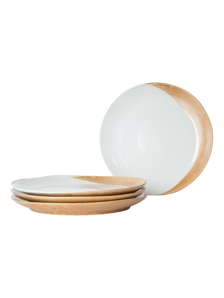 Curateology White Set of 4 Tavora Salt Glazed Dinner Plates - Image 2 of 4