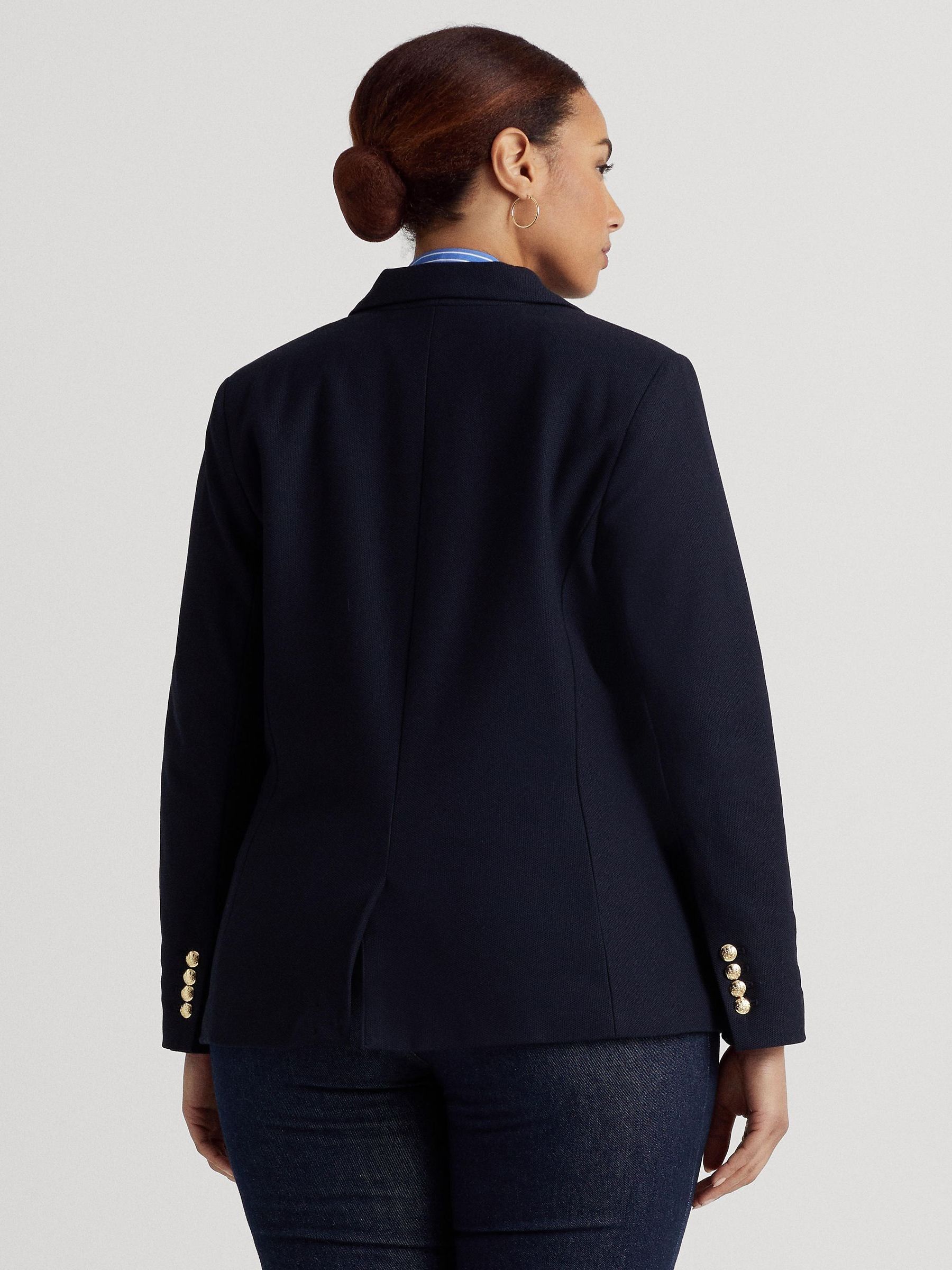 Buy Lauren Ralph Lauren Navy Curve Crest Logo Blazer Jacket
