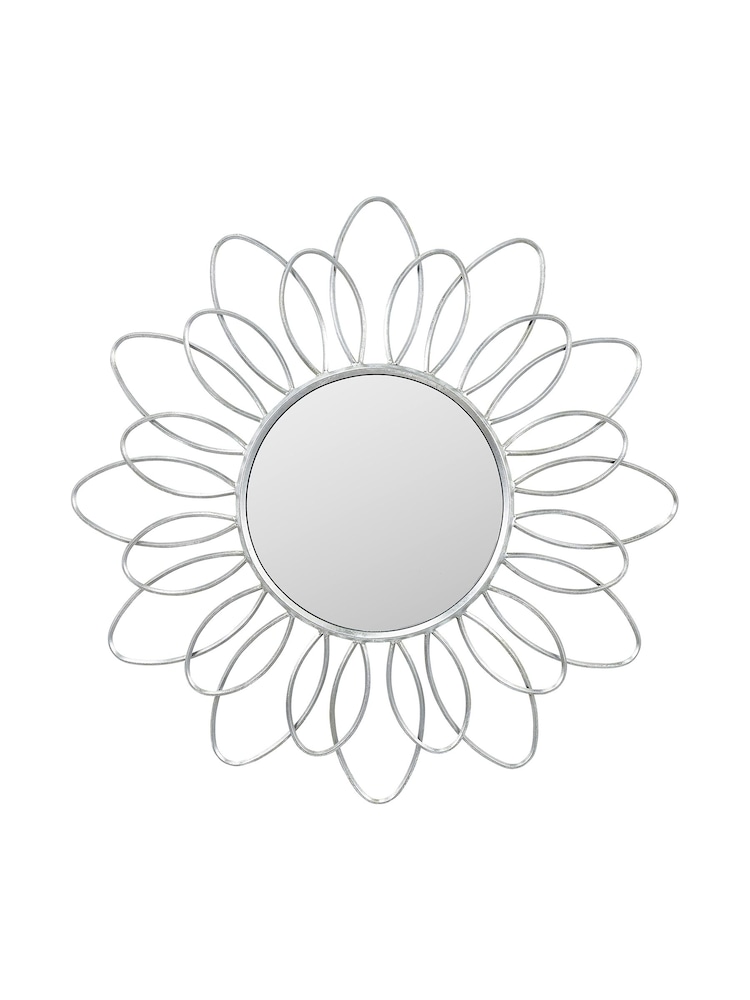 Pacific Silver Petal Design Round Wall Mirror - Image 2 of 6
