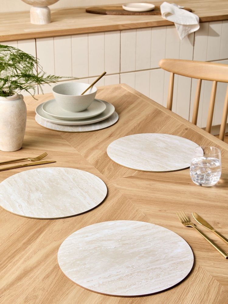 Set of 4 Natural Marble Effect Placemats and Coasters - Image 1 of 4