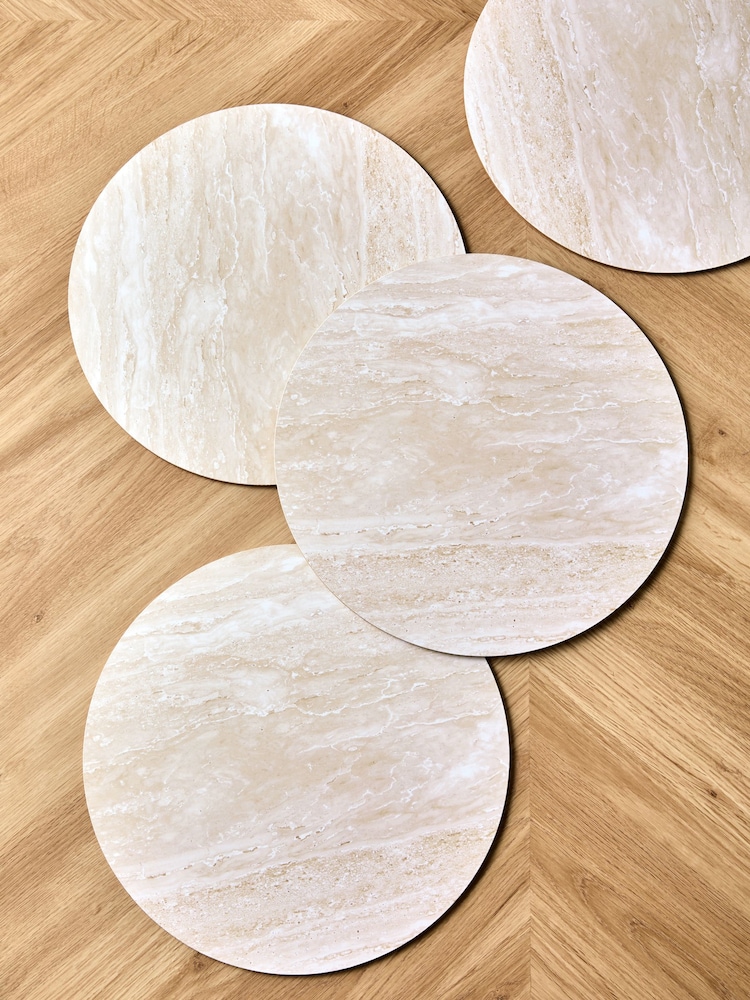 Set of 4 Natural Marble Effect Placemats and Coasters - Image 2 of 4
