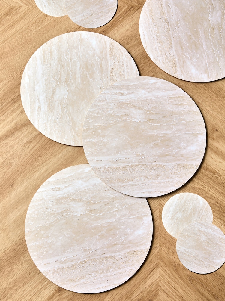 Set of 4 Natural Marble Effect Placemats and Coasters - Image 4 of 4
