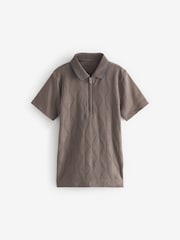 Mink Brown Textured Short Sleeve Polo Shirt (3-16yrs) - Image 1 of 3