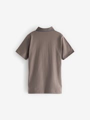 Mink Brown Textured Short Sleeve Polo Shirt (3-16yrs) - Image 1 of 2