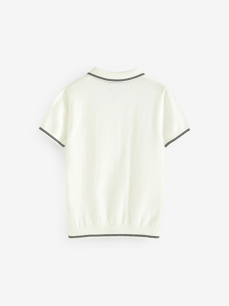 White Polo Short Sleeve Trophy Neck 100% Cotton Jumper (3-16yrs) - Image 5 of 6