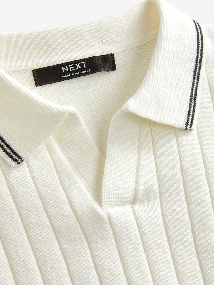 White Polo Short Sleeve Trophy Neck 100% Cotton Jumper (3-16yrs) - Image 6 of 6