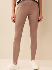 Taupe Brown Jersey Denim Leggings - Image 1 of 6