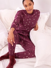 Berry Red Heart Foil Supersoft Cosy Pyjamas - Image 3 of 9
