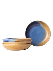 Curateology Blue Set of 4 Tavora Salt Glazed Pasta Bowls - Image 2 of 5