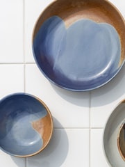 Curateology Blue Set of 4 Tavora Salt Glazed Pasta Bowls - Image 5 of 5