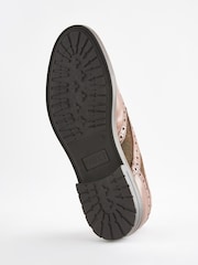 Tan Brown Leather Tweed Detail Brogues - Image 4 of 6
