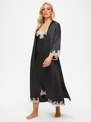 Ann Summers Black Satin Sorella Maxi Robe Dressing Gown - Image 1 of 5