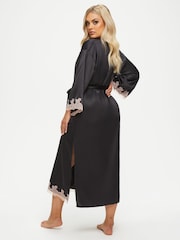 Ann Summers Black Satin Sorella Maxi Robe Dressing Gown - Image 3 of 5