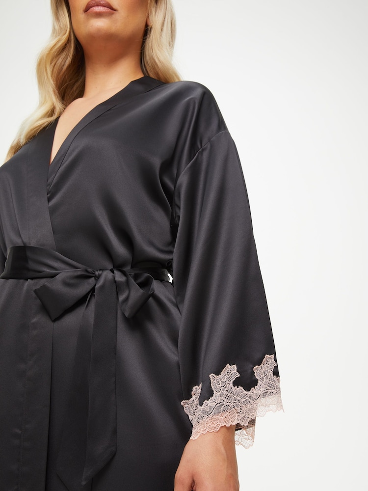 Ann Summers Black Satin Sorella Maxi Robe Dressing Gown - Image 5 of 5 Ann Summers Black Satin Sorella Maxi Robe Dressing Gown - Image 5 of 5