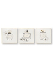 Art For The Home Set of 3 White Perfume Bottle Canvases - Image 2 of 2