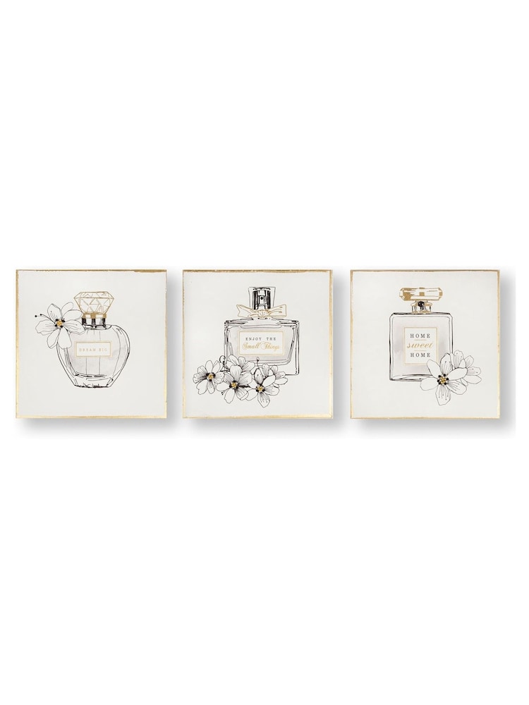 Art For The Home Set of 3 White Perfume Bottle Canvases - Image 2 of 2
