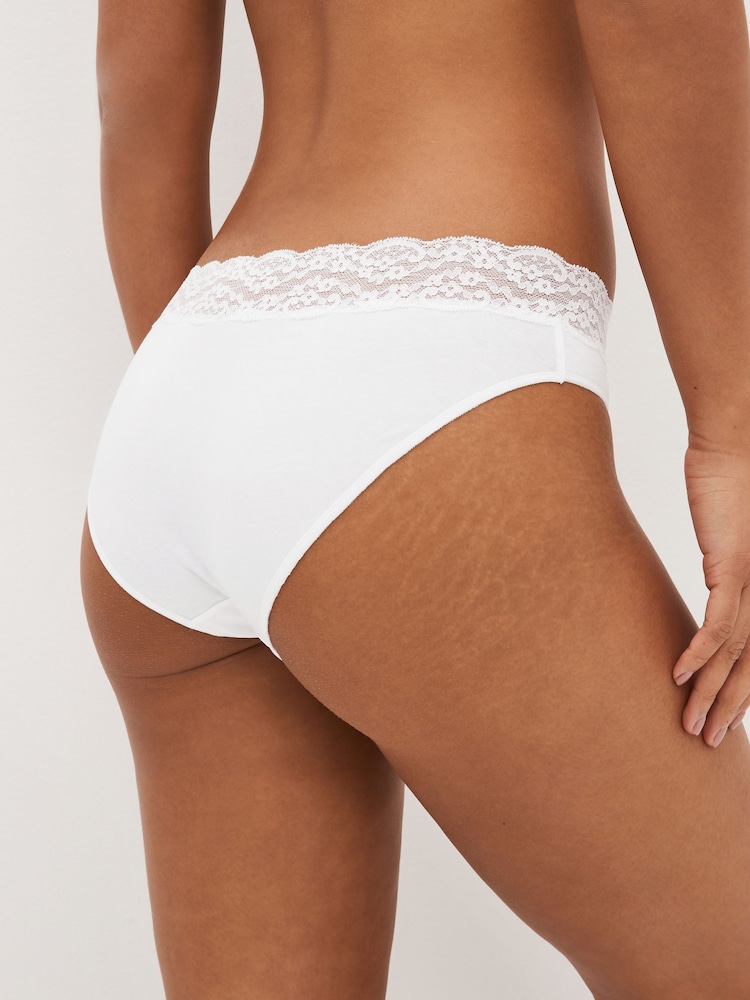 White/Pink/Green High Leg Lace Knickers 4 Pack - Image 3 of 9