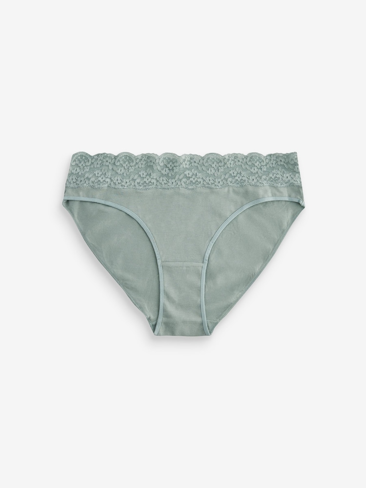 White/Pink/Green High Leg Lace Knickers 4 Pack - Image 7 of 9