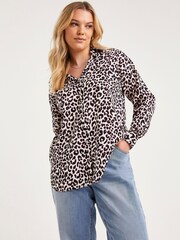 Simply Be White Mono Leopard Print Shirt - Image 1 of 4