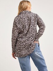 Simply Be White Mono Leopard Print Shirt - Image 2 of 4