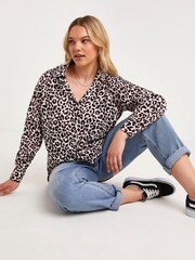 Simply Be White Mono Leopard Print Shirt - Image 3 of 4