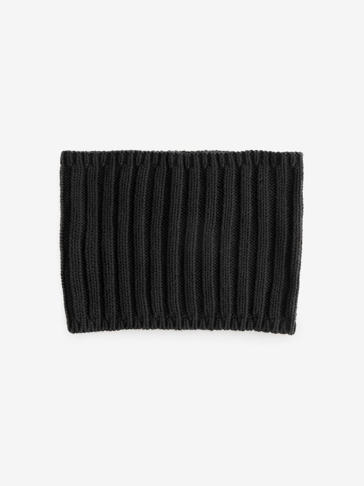 Black Ribbed Knitted Snood (1-16yrs) - Image 2 of 2