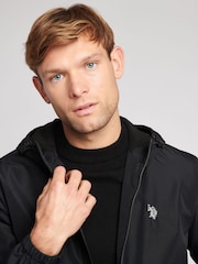 U.S. Polo Assn. Black Zip Through Mens Hooded Coat - Image 4 of 11
